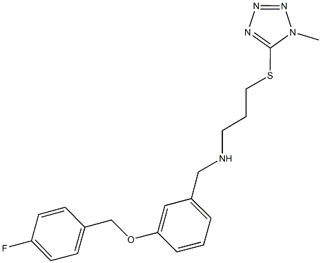 N-{3-[(4-fluorobenzyl)oxy]benzyl}-N-{3-[(1-methyl-1H-tetraazol-5-yl)sulfanyl]propyl}amine 结构式