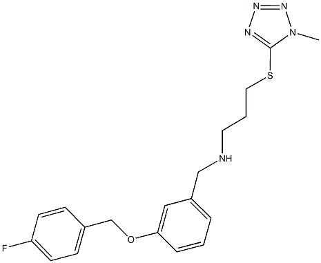 N-{3-[(4-fluorobenzyl)oxy]benzyl}-N-{3-[(1-methyl-1H-tetraazol-5-yl)sulfanyl]propyl}amine 化学構造式