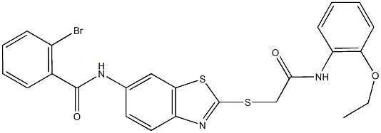2-bromo-N-(2-{[2-(2-ethoxyanilino)-2-oxoethyl]sulfanyl}-1,3-benzothiazol-6-yl)benzamide 化学構造式