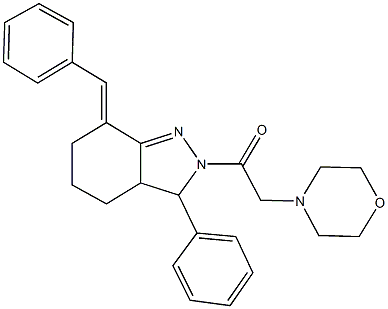 7-benzylidene-2-(4-morpholinylacetyl)-3-phenyl-3,3a,4,5,6,7-hexahydro-2H-indazole Structure