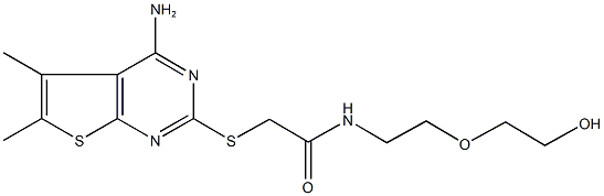 2-[(4-amino-5,6-dimethylthieno[2,3-d]pyrimidin-2-yl)sulfanyl]-N-[2-(2-hydroxyethoxy)ethyl]acetamide,,结构式