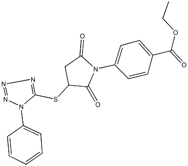 ethyl 4-{2,5-dioxo-3-[(1-phenyl-1H-tetraazol-5-yl)sulfanyl]pyrrolidin-1-yl}benzoate 结构式