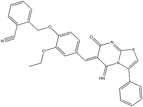 2-({2-ethoxy-4-[(5-imino-7-oxo-3-phenyl-5H-[1,3]thiazolo[3,2-a]pyrimidin-6(7H)-ylidene)methyl]phenoxy}methyl)benzonitrile