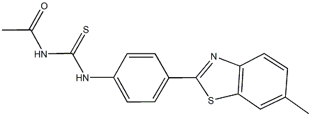 N-acetyl-N'-[4-(6-methyl-1,3-benzothiazol-2-yl)phenyl]thiourea Struktur