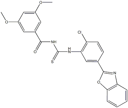 N-[5-(1,3-benzoxazol-2-yl)-2-chlorophenyl]-N'-(3,5-dimethoxybenzoyl)thiourea 结构式