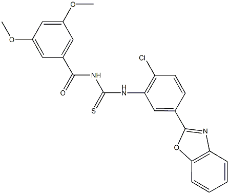 N-[5-(1,3-benzoxazol-2-yl)-2-chlorophenyl]-N'-(3,5-dimethoxybenzoyl)thiourea Struktur