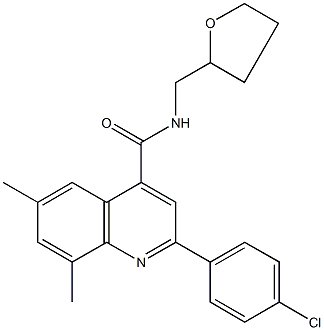 2-(4-chlorophenyl)-6,8-dimethyl-N-(tetrahydro-2-furanylmethyl)-4-quinolinecarboxamide 化学構造式