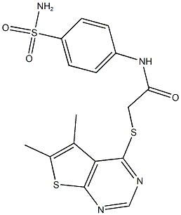 N-[4-(aminosulfonyl)phenyl]-2-[(5,6-dimethylthieno[2,3-d]pyrimidin-4-yl)sulfanyl]acetamide Struktur