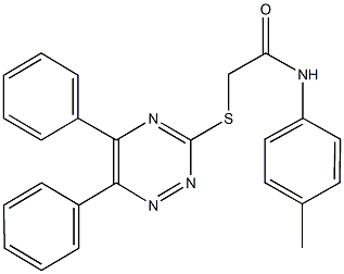2-[(5,6-diphenyl-1,2,4-triazin-3-yl)sulfanyl]-N-(4-methylphenyl)acetamide,,结构式