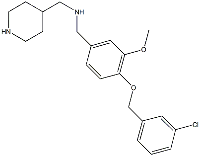 N-{4-[(3-chlorobenzyl)oxy]-3-methoxybenzyl}-N-(4-piperidinylmethyl)amine 化学構造式