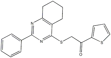 2-[(2-phenyl-5,6,7,8-tetrahydro-4-quinazolinyl)sulfanyl]-1-(2-thienyl)ethanone Struktur