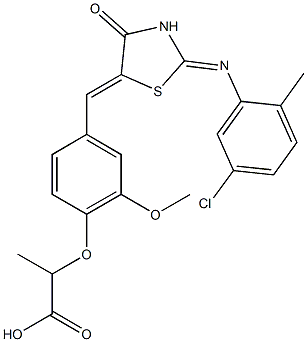 2-[4-({2-[(5-chloro-2-methylphenyl)imino]-4-oxo-1,3-thiazolidin-5-ylidene}methyl)-2-methoxyphenoxy]propanoic acid 结构式