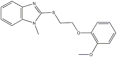 2-{[2-(2-methoxyphenoxy)ethyl]sulfanyl}-1-methyl-1H-benzimidazole,,结构式