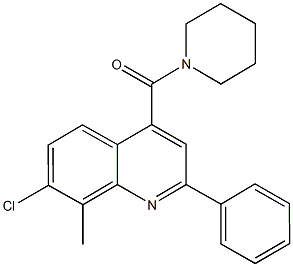 7-chloro-8-methyl-2-phenyl-4-(1-piperidinylcarbonyl)quinoline Structure