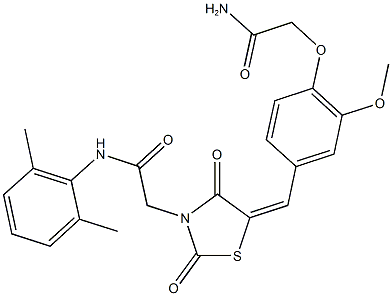 2-{5-[4-(2-amino-2-oxoethoxy)-3-methoxybenzylidene]-2,4-dioxo-1,3-thiazolidin-3-yl}-N-(2,6-dimethylphenyl)acetamide,,结构式