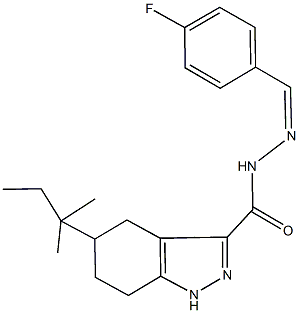 N'-(4-fluorobenzylidene)-5-tert-pentyl-4,5,6,7-tetrahydro-1H-indazole-3-carbohydrazide Struktur