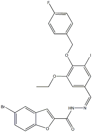 5-bromo-N'-{3-ethoxy-4-[(4-fluorobenzyl)oxy]-5-iodobenzylidene}-1-benzofuran-2-carbohydrazide Structure