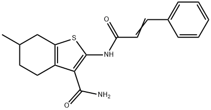 2-(cinnamoylamino)-6-methyl-4,5,6,7-tetrahydro-1-benzothiophene-3-carboxamide 结构式