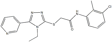 N-(3-chloro-2-methylphenyl)-2-[(4-ethyl-5-pyridin-3-yl-4H-1,2,4-triazol-3-yl)sulfanyl]acetamide 化学構造式