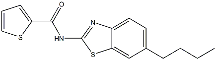 N-(6-butyl-1,3-benzothiazol-2-yl)-2-thiophenecarboxamide 化学構造式