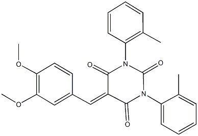5-(3,4-dimethoxybenzylidene)-1,3-bis(2-methylphenyl)-2,4,6(1H,3H,5H)-pyrimidinetrione,,结构式