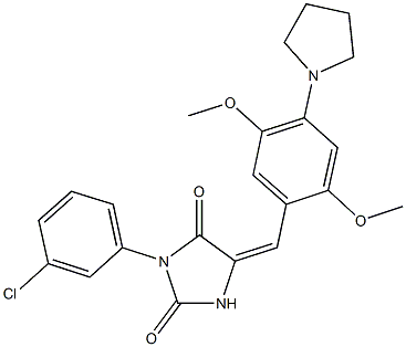 3-(3-chlorophenyl)-5-[2,5-dimethoxy-4-(1-pyrrolidinyl)benzylidene]-2,4-imidazolidinedione