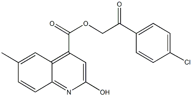 2-(4-chlorophenyl)-2-oxoethyl 2-hydroxy-6-methyl-4-quinolinecarboxylate,,结构式