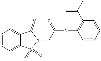 2-(1,1-dioxido-3-oxo-1,2-benzisothiazol-2(3H)-yl)-N-(2-isopropenylphenyl)acetamide,,结构式