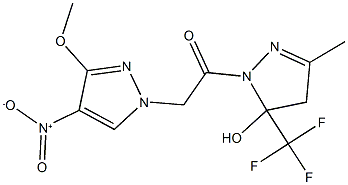 1-({4-nitro-3-methoxy-1H-pyrazol-1-yl}acetyl)-3-methyl-5-(trifluoromethyl)-4,5-dihydro-1H-pyrazol-5-ol Structure