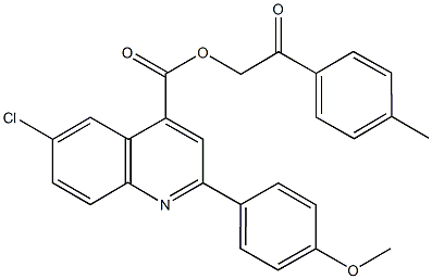 2-(4-methylphenyl)-2-oxoethyl 6-chloro-2-(4-methoxyphenyl)-4-quinolinecarboxylate,,结构式