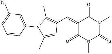 5-{[1-(3-chlorophenyl)-2,5-dimethyl-1H-pyrrol-3-yl]methylene}-1,3-dimethyl-2-thioxodihydro-4,6(1H,5H)-pyrimidinedione,,结构式