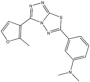 N,N-dimethyl-N-{3-[3-(2-methyl-3-furyl)[1,2,4]triazolo[3,4-b][1,3,4]thiadiazol-6-yl]phenyl}amine 化学構造式