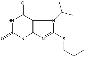 7-isopropyl-3-methyl-8-(propylsulfanyl)-3,7-dihydro-1H-purine-2,6-dione Struktur