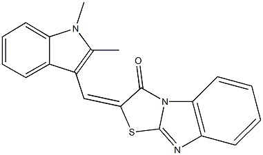 2-[(1,2-dimethyl-1H-indol-3-yl)methylene][1,3]thiazolo[3,2-a]benzimidazol-3(2H)-one 结构式