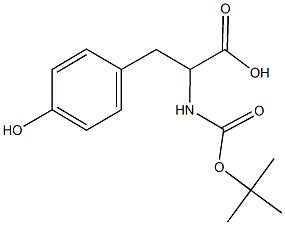 N-(tert-butoxycarbonyl)-4-hydroxyphenylalanine 化学構造式