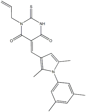 1-allyl-5-{[1-(3,5-dimethylphenyl)-2,5-dimethyl-1H-pyrrol-3-yl]methylene}-2-thioxodihydro-4,6(1H,5H)-pyrimidinedione Struktur