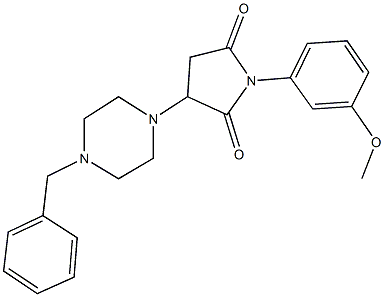 3-(4-benzyl-1-piperazinyl)-1-(3-methoxyphenyl)-2,5-pyrrolidinedione 化学構造式