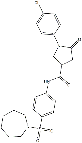 N-[4-(1-azepanylsulfonyl)phenyl]-1-(4-chlorophenyl)-5-oxo-3-pyrrolidinecarboxamide Struktur