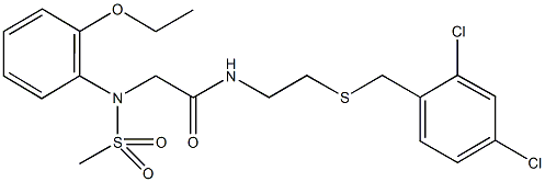 N-{2-[(2,4-dichlorobenzyl)sulfanyl]ethyl}-2-[2-ethoxy(methylsulfonyl)anilino]acetamide 结构式