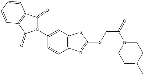 2-(2-{[2-(4-methyl-1-piperazinyl)-2-oxoethyl]sulfanyl}-1,3-benzothiazol-6-yl)-1H-isoindole-1,3(2H)-dione,,结构式