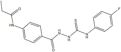 N-[4-({2-[(4-fluoroanilino)carbothioyl]hydrazino}carbonyl)phenyl]propanamide 化学構造式