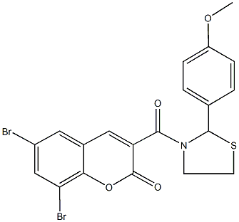 6,8-dibromo-3-{[2-(4-methoxyphenyl)-1,3-thiazolidin-3-yl]carbonyl}-2H-chromen-2-one