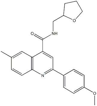 2-(4-methoxyphenyl)-6-methyl-N-(tetrahydro-2-furanylmethyl)-4-quinolinecarboxamide 化学構造式