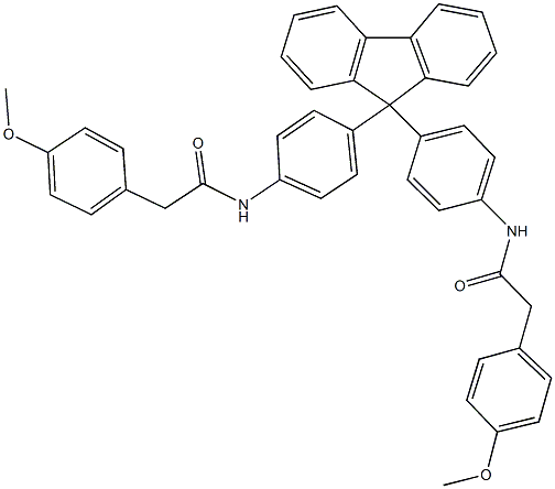 2-(4-methoxyphenyl)-N-{4-[9-(4-{[(4-methoxyphenyl)acetyl]amino}phenyl)-9H-fluoren-9-yl]phenyl}acetamide Struktur