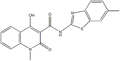 4-hydroxy-1-methyl-N-(6-methyl-1,3-benzothiazol-2-yl)-2-oxo-1,2-dihydro-3-quinolinecarboxamide 化学構造式