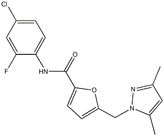 N-(4-chloro-2-fluorophenyl)-5-[(3,5-dimethyl-1H-pyrazol-1-yl)methyl]-2-furamide Structure