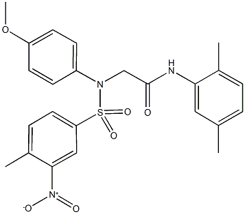 N-(2,5-dimethylphenyl)-2-[({3-nitro-4-methylphenyl}sulfonyl)-4-methoxyanilino]acetamide Struktur