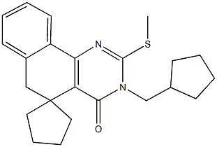 3-(cyclopentylmethyl)-2-(methylsulfanyl)-5,6-dihydrospiro(benzo[h]quinazoline-5,1'-cyclopentane)-4(3H)-one Structure