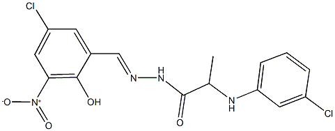 2-(3-chloroanilino)-N'-{5-chloro-2-hydroxy-3-nitrobenzylidene}propanohydrazide,,结构式