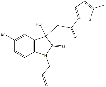 1-allyl-5-bromo-3-hydroxy-3-[2-(5-methyl-2-thienyl)-2-oxoethyl]-1,3-dihydro-2H-indol-2-one Struktur
